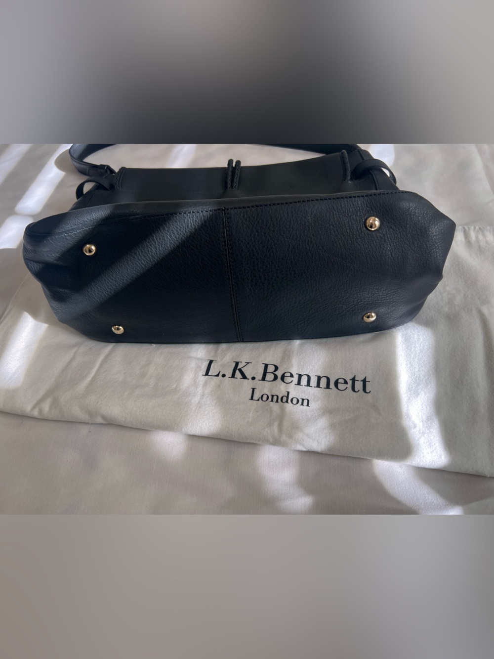 LK Bennett Black Leather Shoulder Bag with Braided Tassel with storage bag - Picture 15 of 15